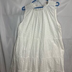 LOFT Ivory Eyelet Sleeveless Top